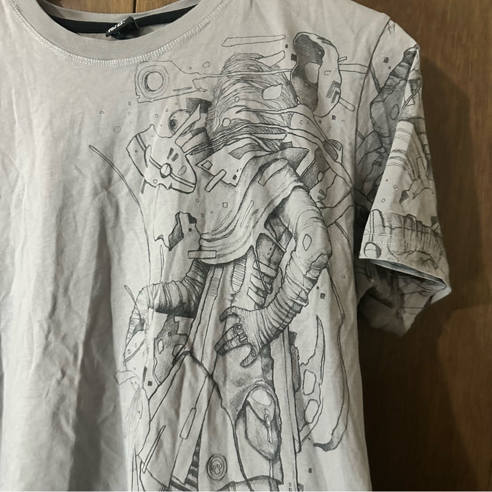 Plazmalab Men's Gray Mech Graphic Crew Neck Short Sleeve T-Shirt Size XL - Picture 4 of 12